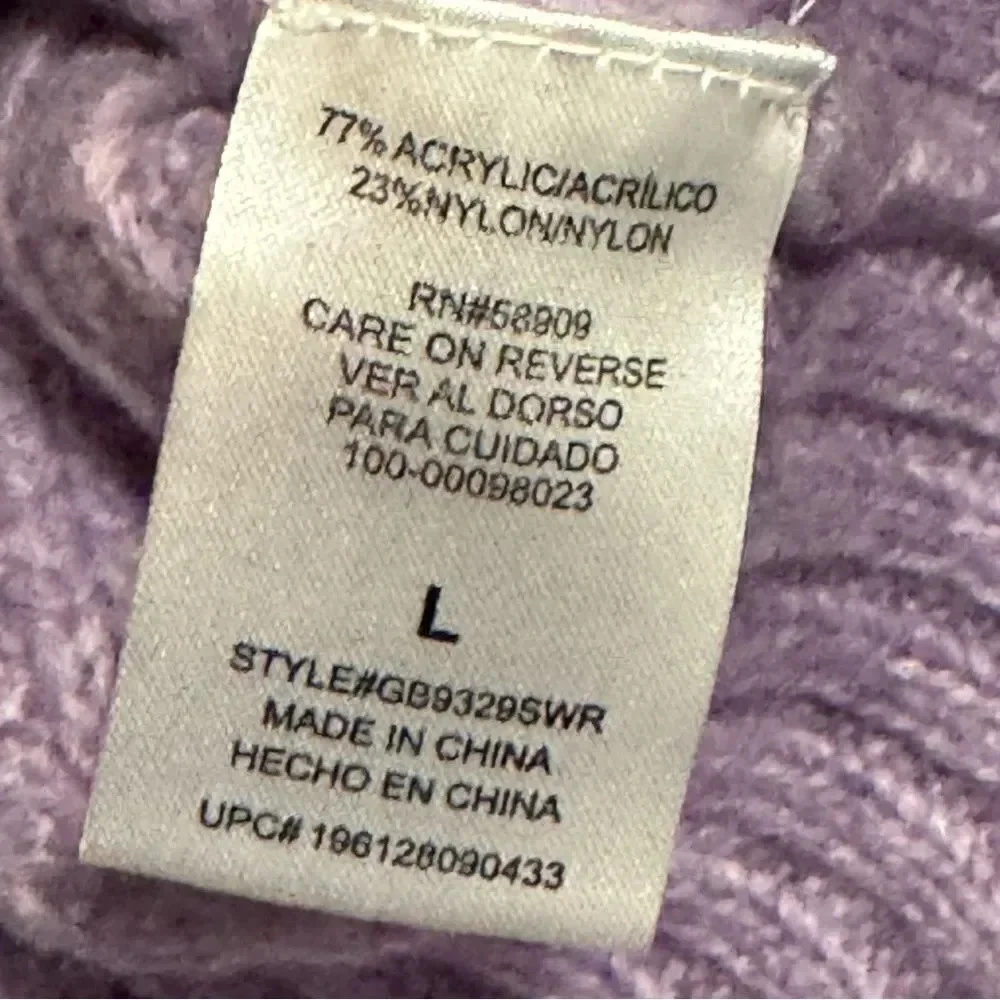 GB Cable Knit Long Sleeve Cropped Sweater Lavender Light Violet Purple Sz L Jrs
